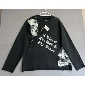 Tenaciti Nail Head Black Pullover Sweatshirt Mens XXL Studded Skulls Street NWT